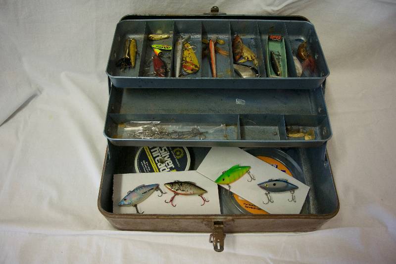 lot 45 image: Union Whole Steel Vintage Tackle Box with Tackle