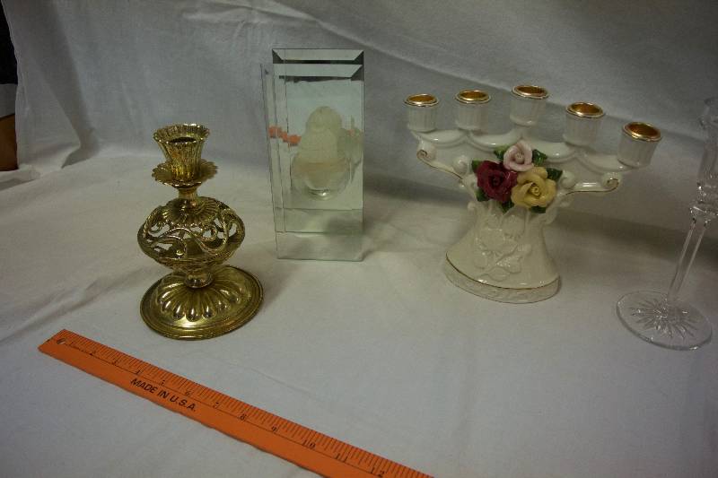 lot 107 image: Collectible Candle Holders (Crystal, Brass and Porcelain)