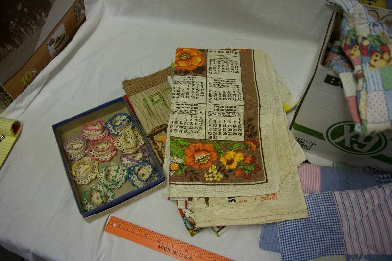 lot 112 image: Box of Old Quilting Material