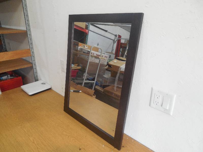 lot 8 image: Artisan 31 in. L x 24 in. W Framed Wall Mirror in Chestnut