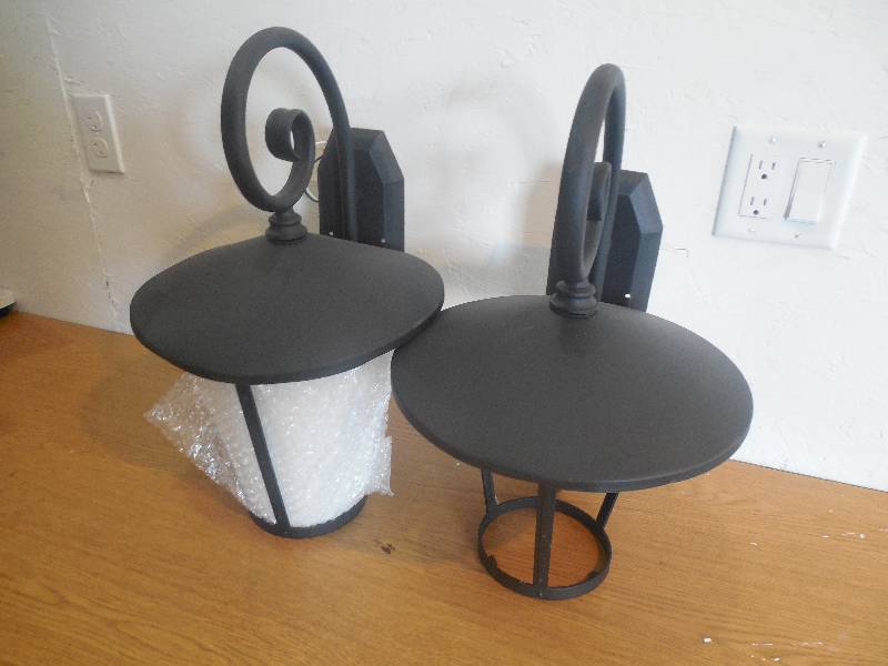 lot 9 image: (2) Black Outdoor LED Wall Light