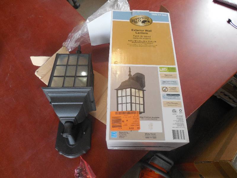 lot 24 image: Hampton Bay Black Outdoor LED Wall Lantern
