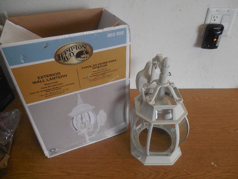 lot 26 image: Hampton Bay 3-Light White Outdoor Wall Lantern
