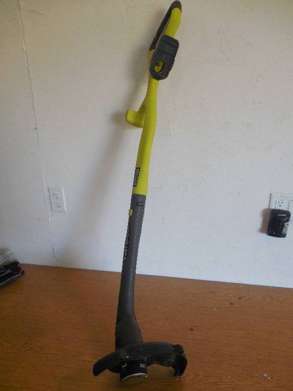 lot 77 image: Ryobi ONE 18-Volt Lithium-Ion Electric Cordless String Trimmer and Edger