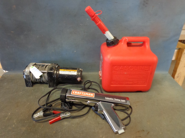lot 26 image: Winch, Timing Light & Gas Can