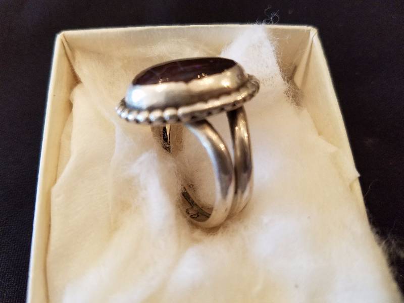 Stirling Silver Ring With Dark Stone