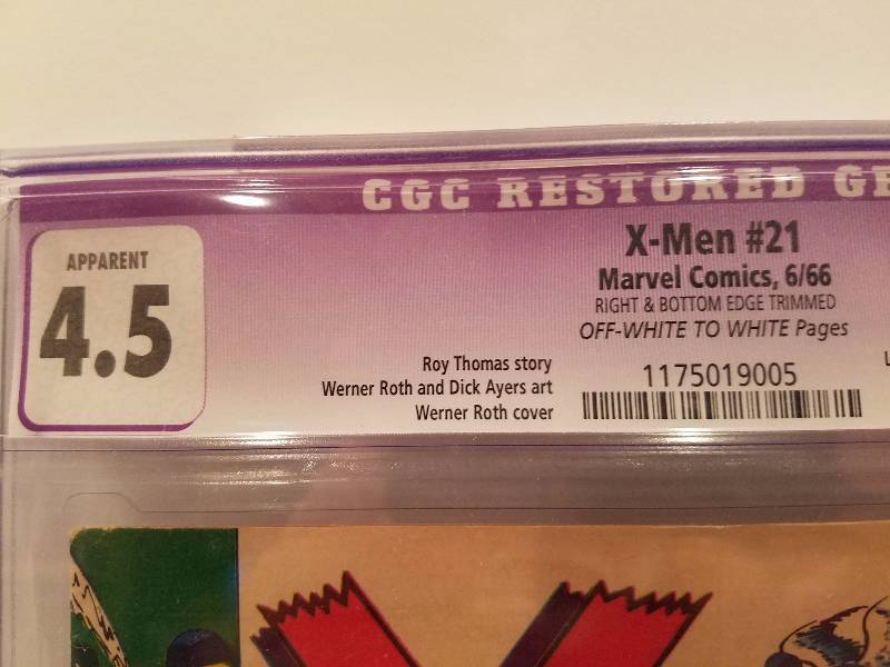 X Men #21CGC  Graded 4.5