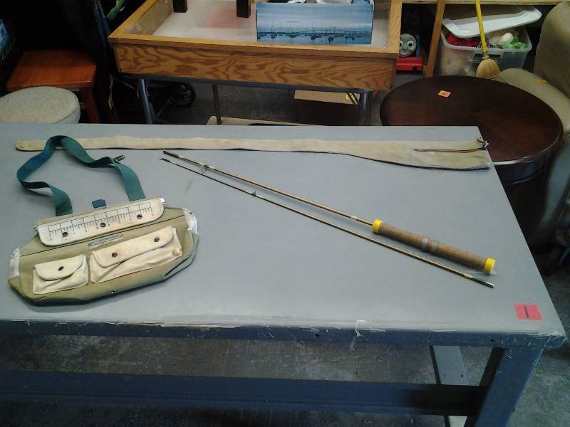 Vintage Fishing Pole-Canvas Tru-Temper Case & Shakespeare Canvas Bag