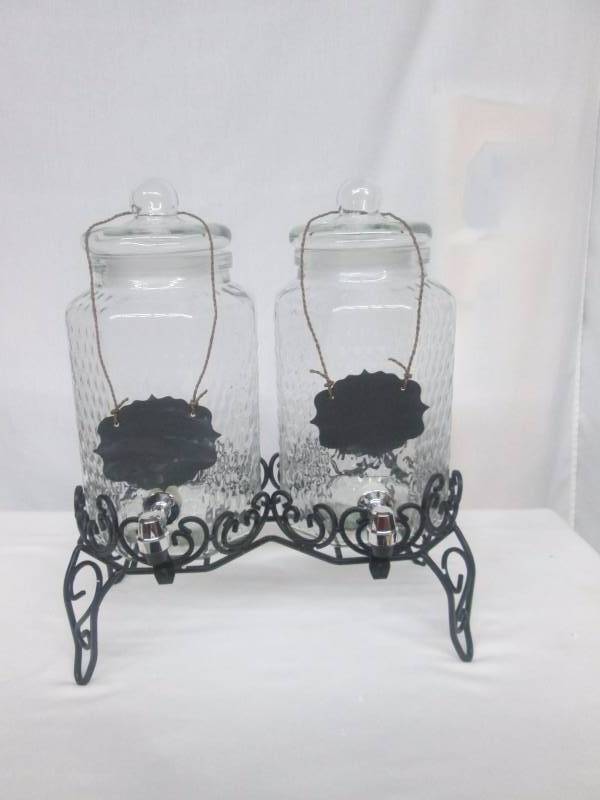lot 45 image: Gibson Litchfield 0.92 Gallon Twin Set Glass Drink Dispenser