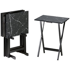 lot 30 image: Alcove 5-pc. Marble-Look TV Tray Set - Black