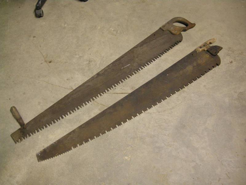 lot 98 image: 2 Antique Large Wood Saws