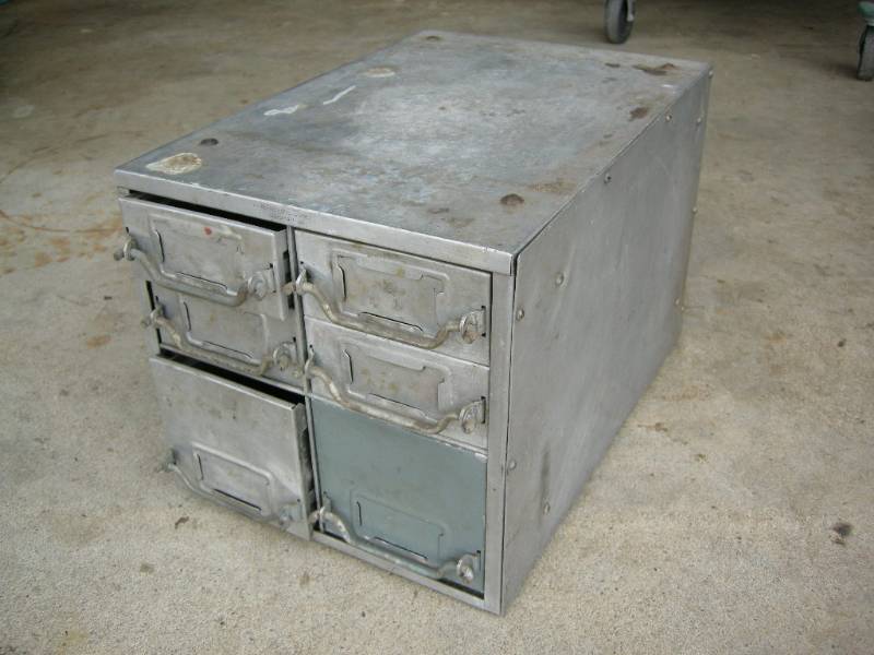 lot 179 image: Vintage Aluminum Parts Cabinet