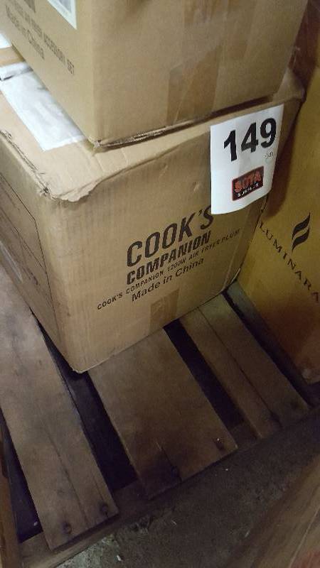 lot 149 image: Cooks Companion 2.2 qt High-Speed 1200W Air Fryer w Baking Cups & Trivet  - PLUM - NEW