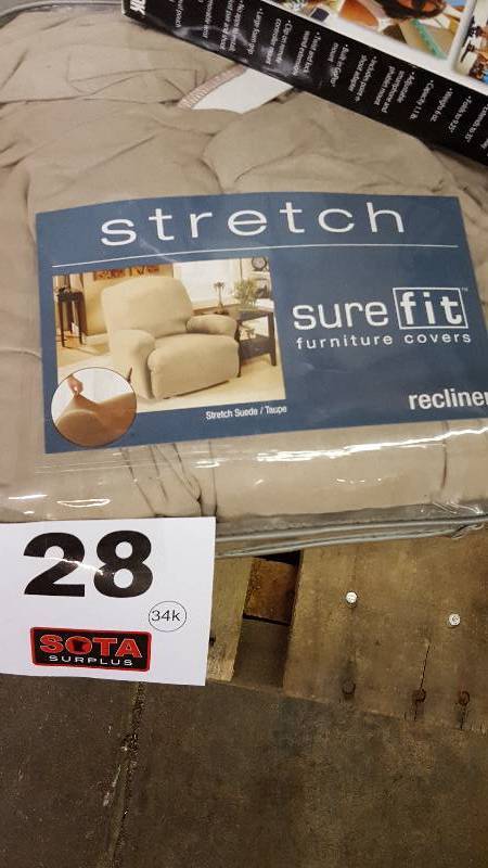 lot 28 image: Sure Fit Stretch Suede Recliner Slipcover - NEW