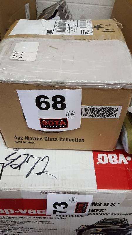 lot 68 image: Set of Four 10 oz Martini Glasses - NEW