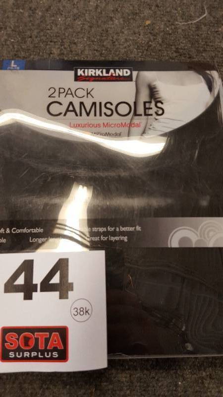 lot 44 image: Kirkland Black Camisoles 2 Pack - Large - NEW