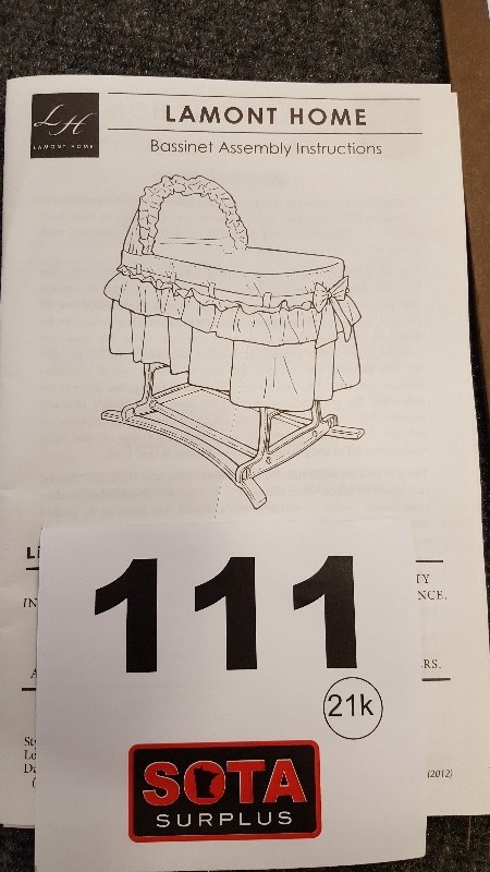 lot 111 image: Lamont Home Bassinet  White - NEW