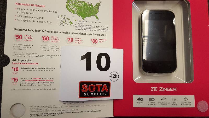 lot 10 image: T-MOBILE PREPAID PHONE-ZTE ZINGER NEW