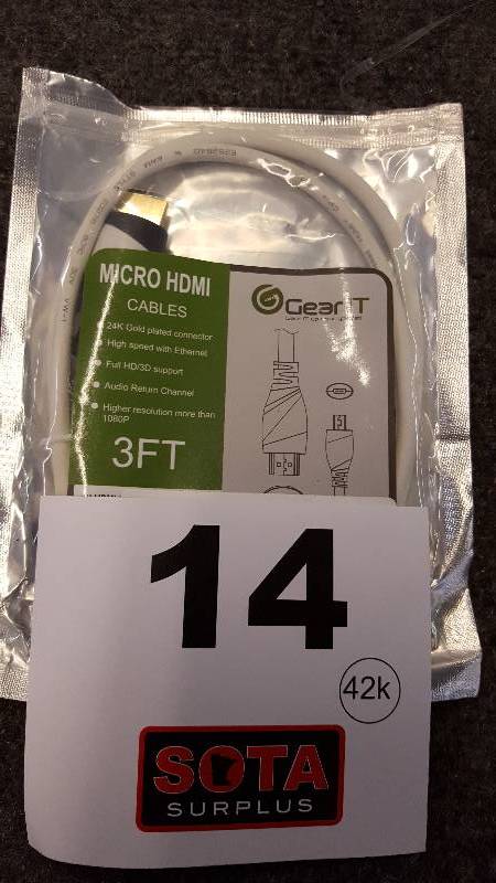 lot 14 image: GearIT 3-Ft. High-Speed Micro HDMI to HDMI Cable - White NEW