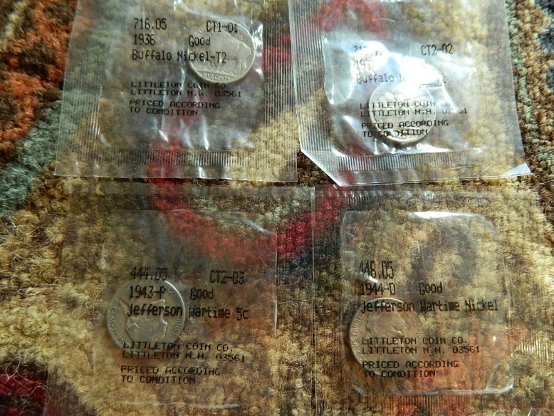 2 Jefferson Wartime Nickels and 2 Buffalo Nickels
