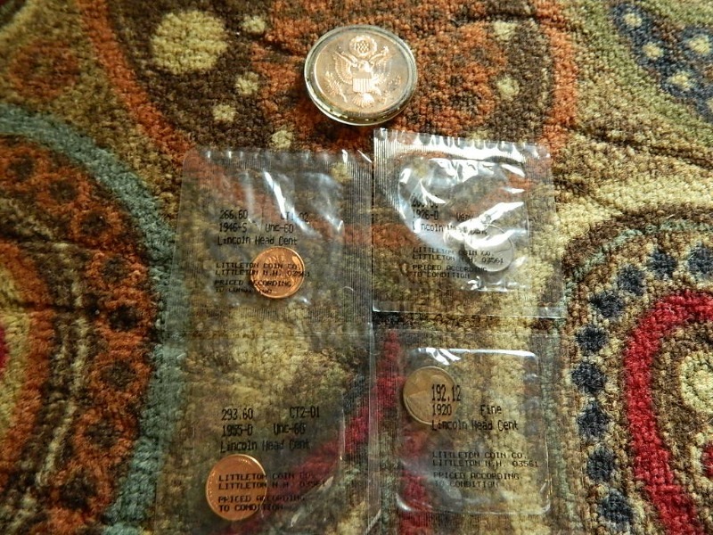 4 Lincoln Head Cents and Washington DC Coin