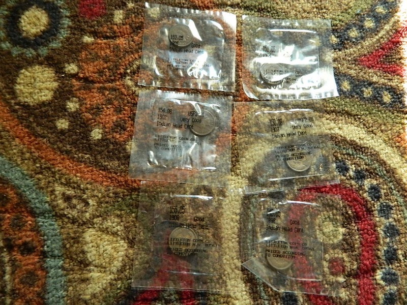 6 Indian Head Cents in Sealed Bags