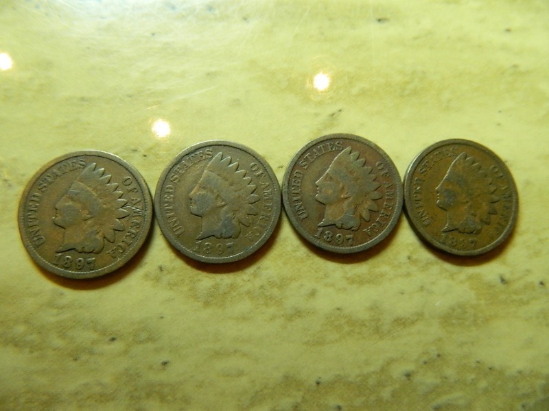 1897 Indian Head Pennies x 4