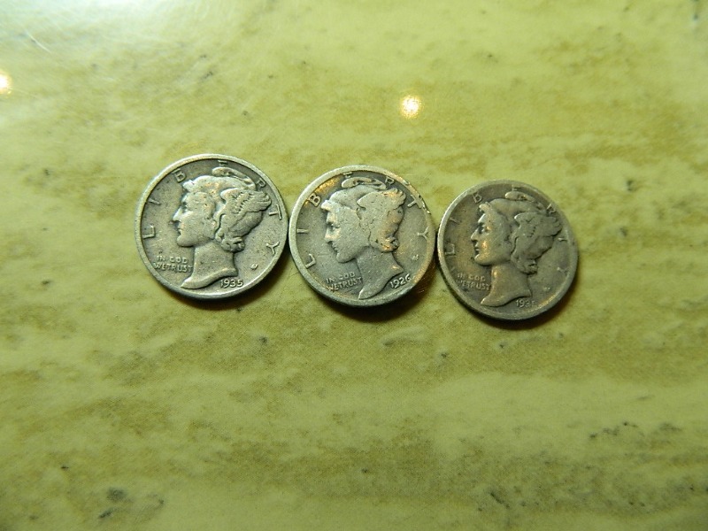 3 Mercury Silver Dimes
