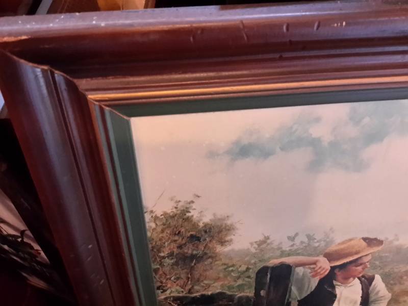 lot 83 image: Nice Country Scene.. Man and Woman.  Ill name it THE SUITOR..