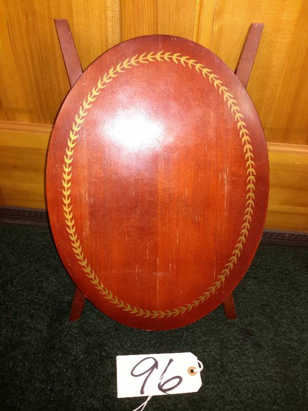lot 96 image: Small folding Side Table.. Looks like Walnut wood..
