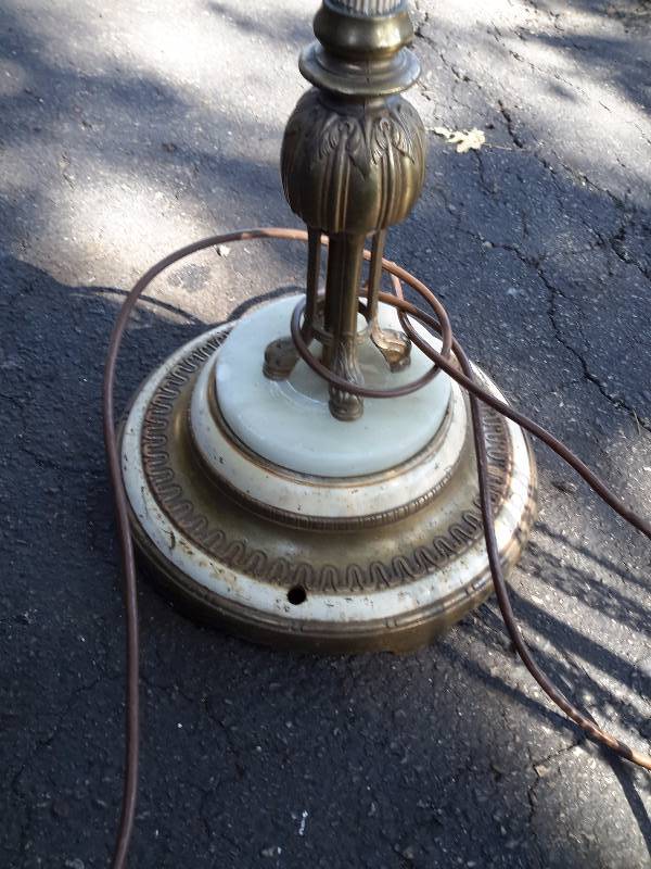lot 36 image: Cast Iron Pole lamp with Granite lighted base.