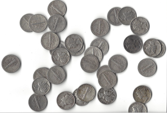 Roll of 35 Mercury Dimes