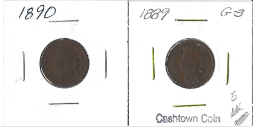 Two Different Indian Cents 1889 & 1890