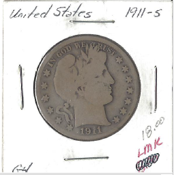 1911-S Barber Half Dollar