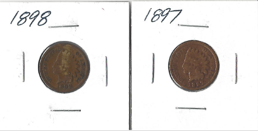 Two Different Indian Cents 1897 & 1898