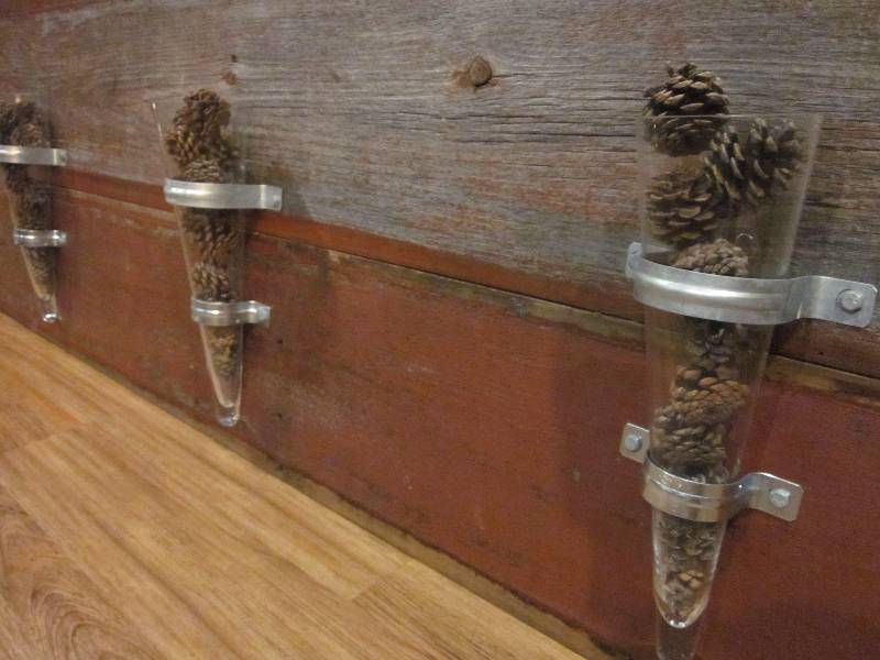 lot 69 image: Barn Board Panel With Sconces