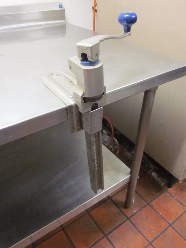 lot 33 image: Stainless Steel Prep Table with Can Opener