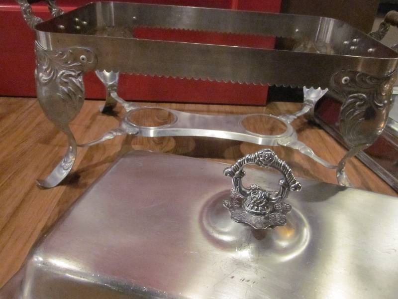 lot 53 image: Set of 2 Chafing Pan Lids and Stand