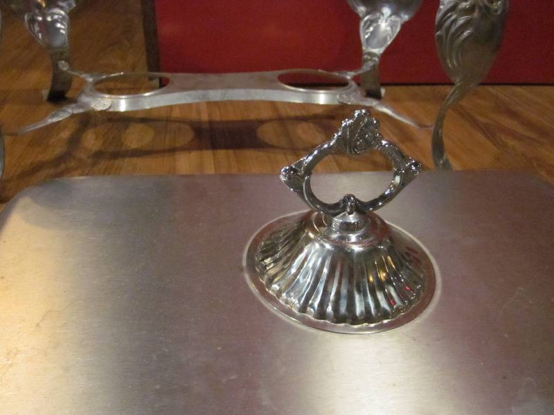 lot 54 image: Set of 2 Chafing Pan Lids and Stand