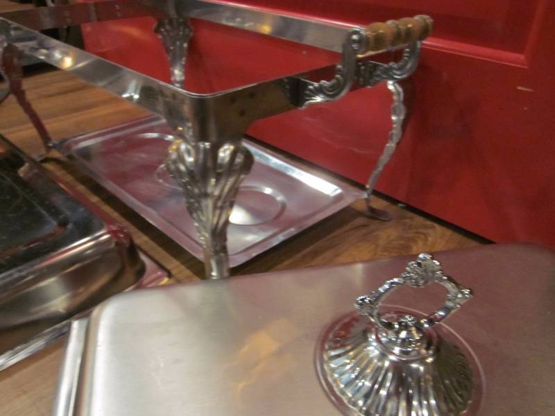 lot 56 image: Set of 2 Chafing Pan Lids and Stand