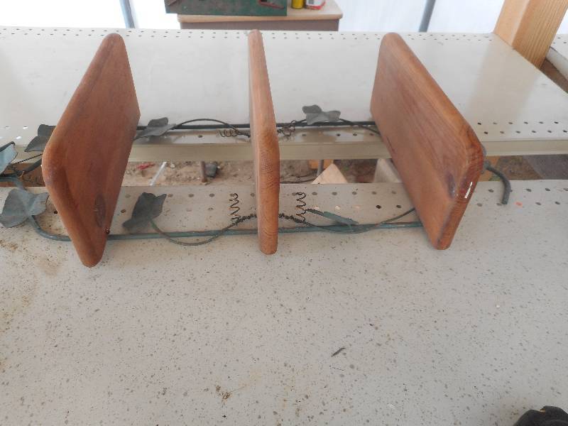 VINTAGE METAL AND WOOD WALL SHELF