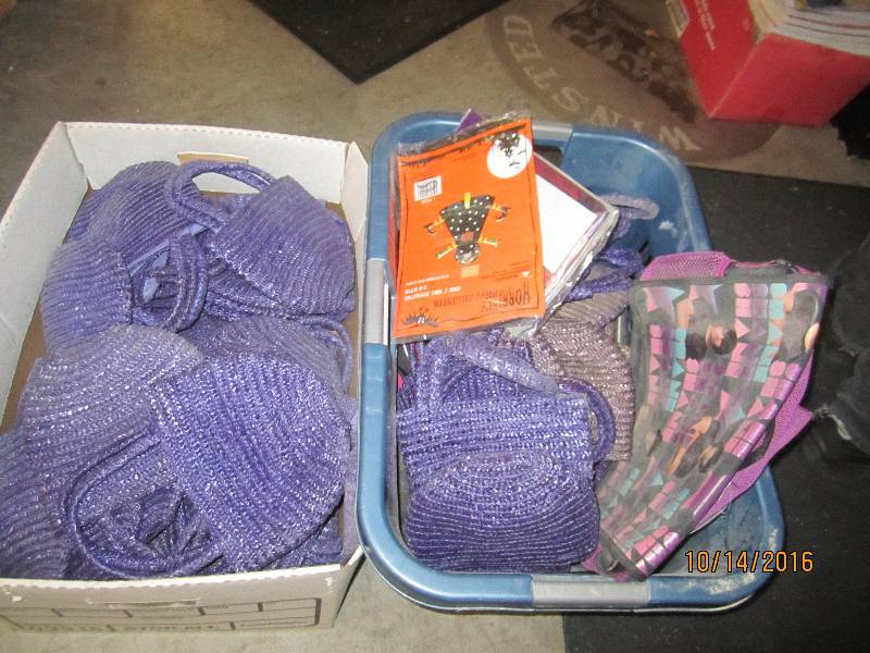 2 Boxes of purple purses and more...