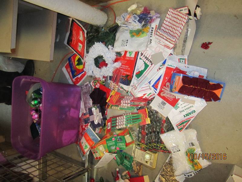 Bin of christmas dcor...