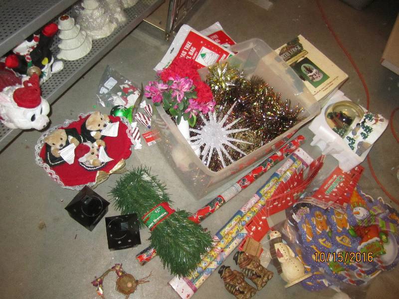 Bin of christmas dcor...