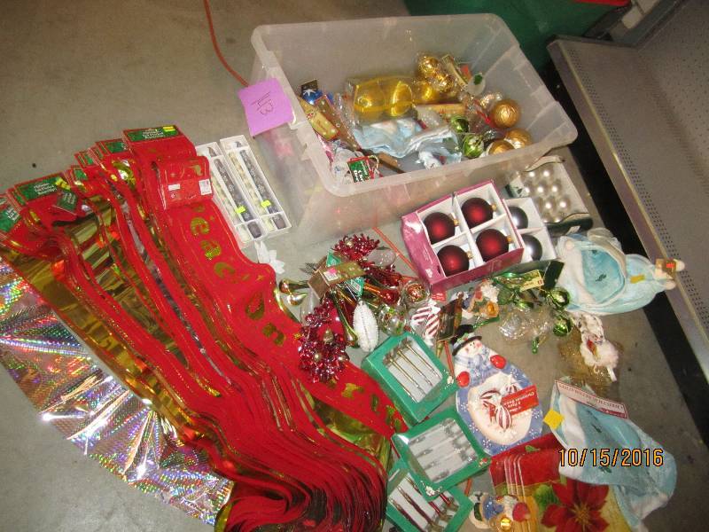 Bin of christmas dcor...
