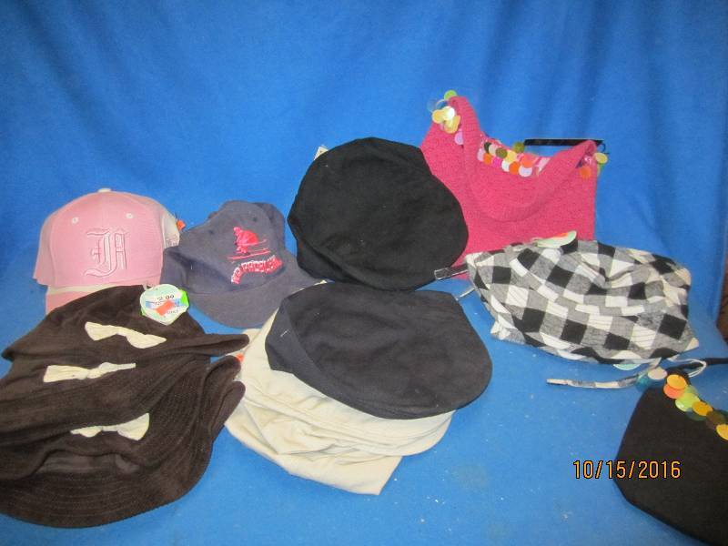 Lot of hats and purses...