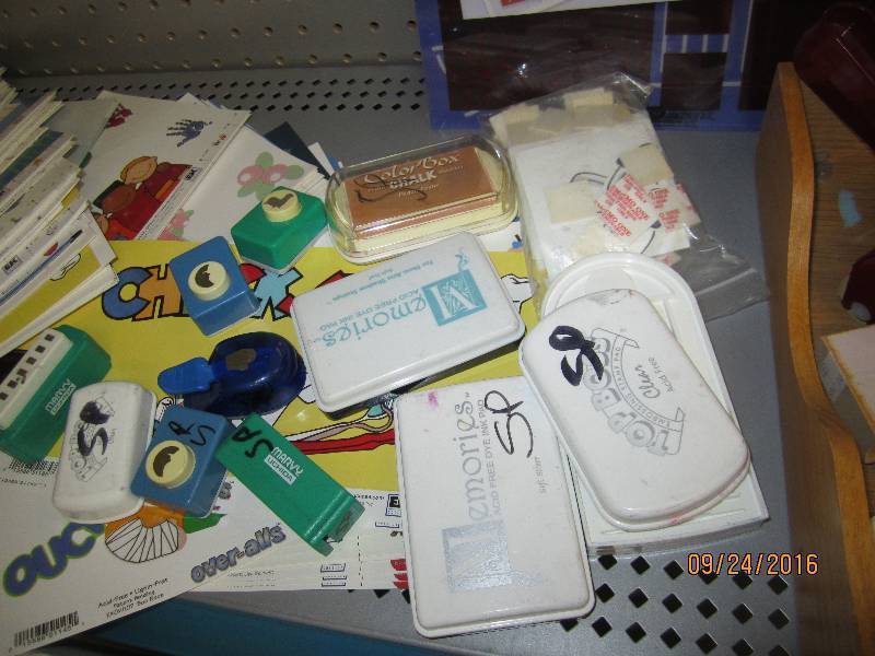 Lot of craft materials, stamps, pun...