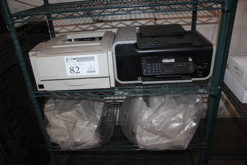 lot 82 image: Printers (4) includes Lexmark X5650, hp LaserJet 6L,hp LaserJet 5P, etc.