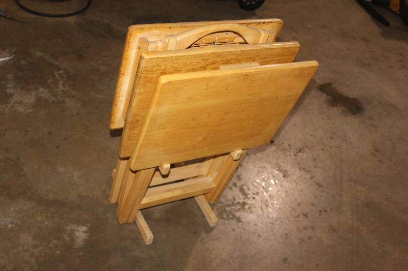 lot 59 image: T.V. Trays, wooden (3)