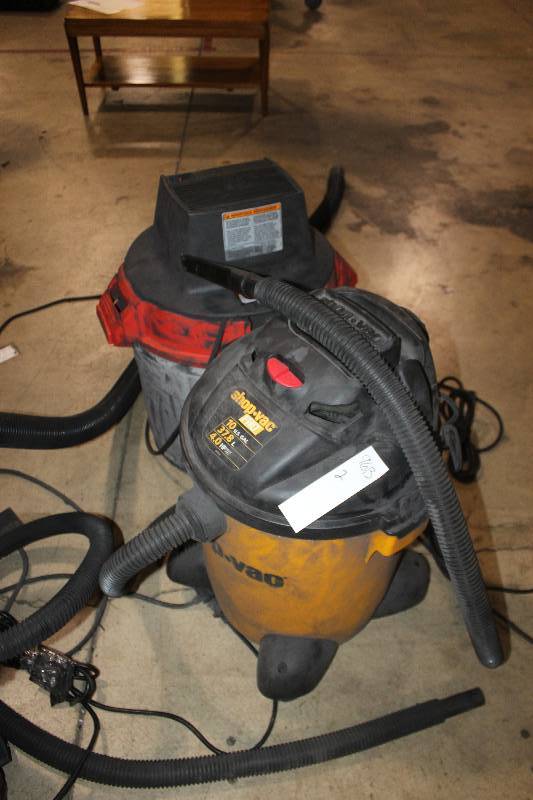 lot 96B image: Shop Vacs (2), Shop Vac Pro, 10 gallon, 4HP and RIDGID wetdry vac, 12 gallon, 4.25 HP